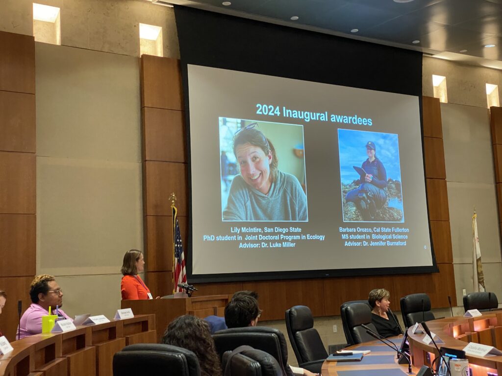 Lily McIntire was awarded a graduate student engagement award for her mentoring efforts. 